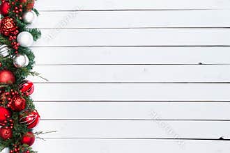 Festive red and silver Christmas border