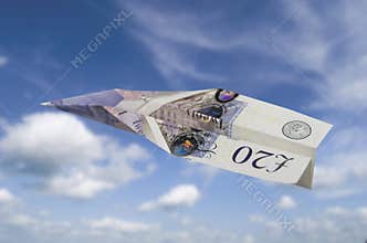 Twenty pound note plane