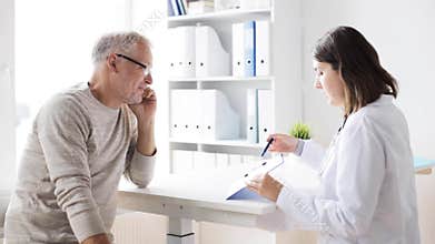 Senior man and doctor meeting at hospital 44