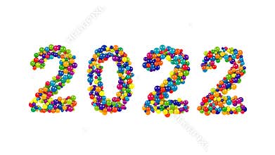 2022 New Years date design of colorful spheres