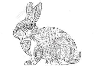 Coloring Page rabbit. Hand Drawn vintage doodle bunny vector