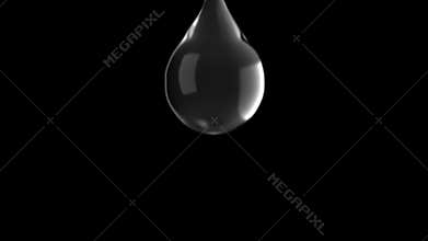 Beautiful Water Drop falling on Blue and Black backgrounds in Slow Motion with Alpha Channel. HD 1080