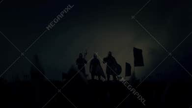 Victorious Medieval Nights Around Their Motivated Army Getting Wild Applause Under a Storm