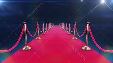 Unrolling Red Carpet animation and paparazzi camera flashes