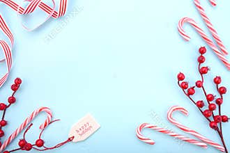 Red, white and pale blue Christmas background.