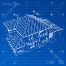 Abstract 3D render of building wireframe - Vector illustration