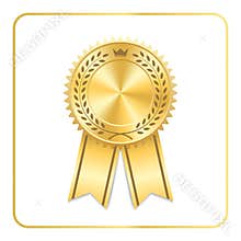 Award ribbon gold icon laurel wreath crown