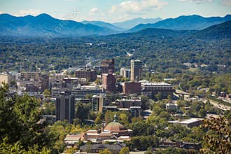 Downtown Asheville, North Carolina and Blue Ridge Mountains
