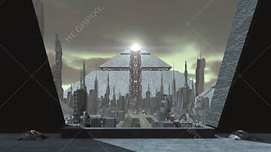 Animation of a futuristic city