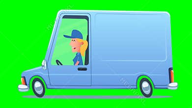 Woman driving a service van.