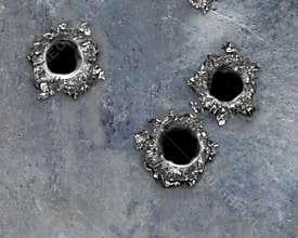Bullet hole on rusted metal