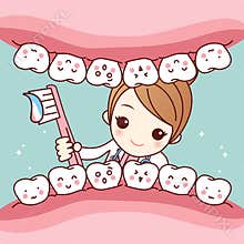 Cute cartoon dentist brush tooth