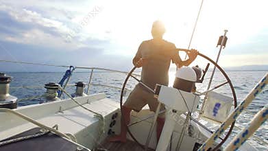 Sailing on sail boat