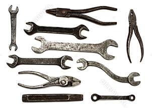 Set of old dirty tools