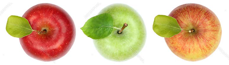 Apples apple fruit fruits top view isolated on white