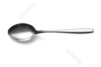 Top view of empty metal spoon.