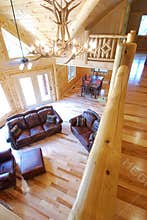 Log house loft and living area