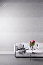 White couch in minimalist room