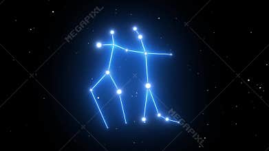 Gemini Constellation on a Beautiful Starry Night Background