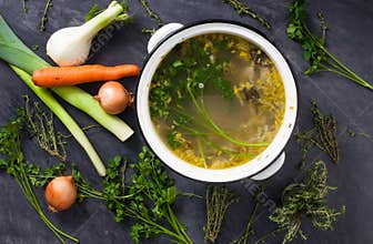 Large pot of vegetable stock