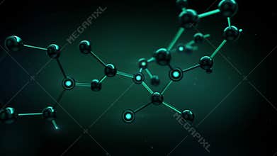 Beautiful Molecule Structure in Microscope Growing on Black Background. Concept 3d animation. HD 1080