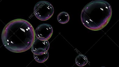 Beautiful Air Bubbles rising on black background. HD 1080