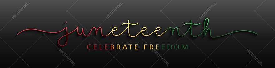 JUNETEENTH colorful monoline calligraphy banner