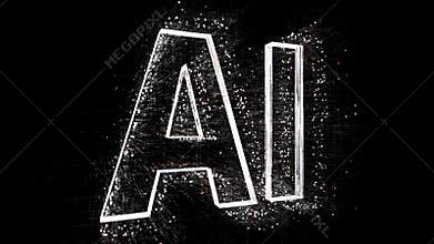 4k AI word artificial intelligence cloud,design animation,binary computer code.