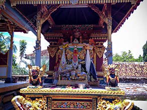 Gold Color Decoration Style Of The Altar In Munduk Bendesa Mas Temple At Patemon Village