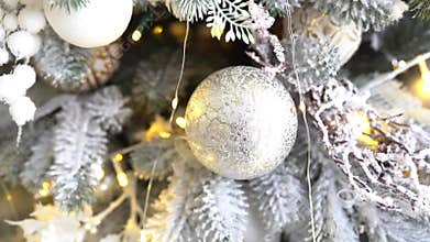 Fir Branch With Pine Cone And Snow Flakes - Christmas Holidays concept