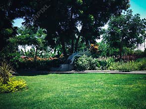 Seating In The Garden Under Shady Trees In The Park