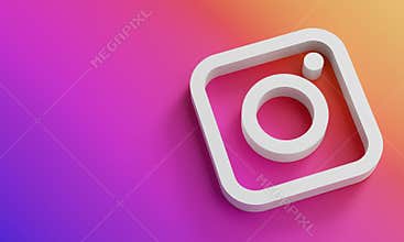 Instagram Logo Minimal Simple Design Template. Copy Space 3D