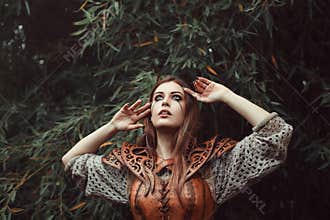 Girl with fantasy leather armor