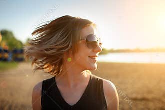 Happy woman, beach