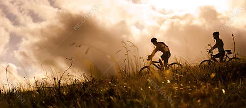 Mountainbike couple outdoors