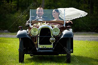 Portrait of wedding couple