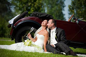 Portrait of wedding couple