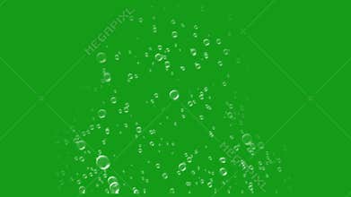 Flying water bubbles with green screen background