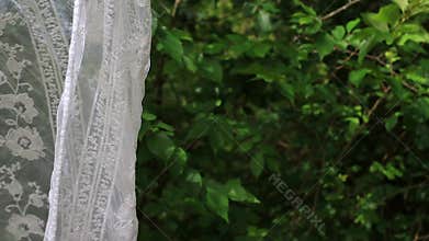 Curtain moving by the wind