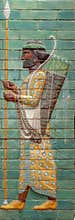 Glazed brick tiles relief of Persian \"Immortals\" warriors of Achaemenid Empire