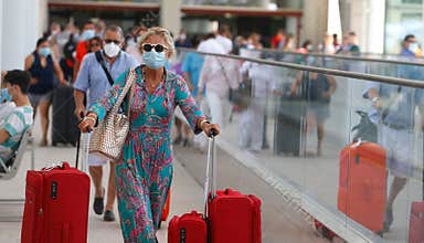 Passengers arrive to palma de mallorca airport after the coronavirus outbreak wide