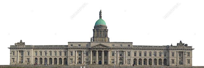 The Custom House Dublin, Ireland isolated on white background