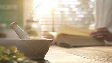 Herbal medicine expert reading a book