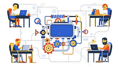Remote team work on development complex project