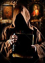 Monk in church