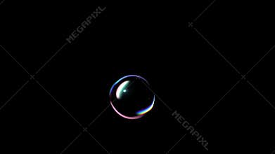 Single Soap Bubble Fly Up and Burst on a Black Background. Beautiful 3d Animation Ultra HD 4K 3840x2160