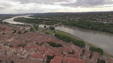Aerial view of Avignon and the Popes Palace, France