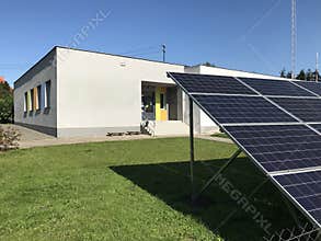 School building with solar panels