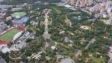 Aerial shot of dalian city center