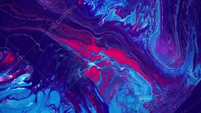 Fluid art drawing footage, modern acryl texture with colorful waves. Liquid paint mixing artwork with splash and swirl